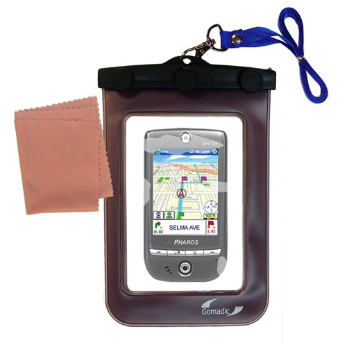 Gomadic clean and dry waterproof protective case suitablefor the Pharos GPS 525  to use underwater - Unique Floating Design