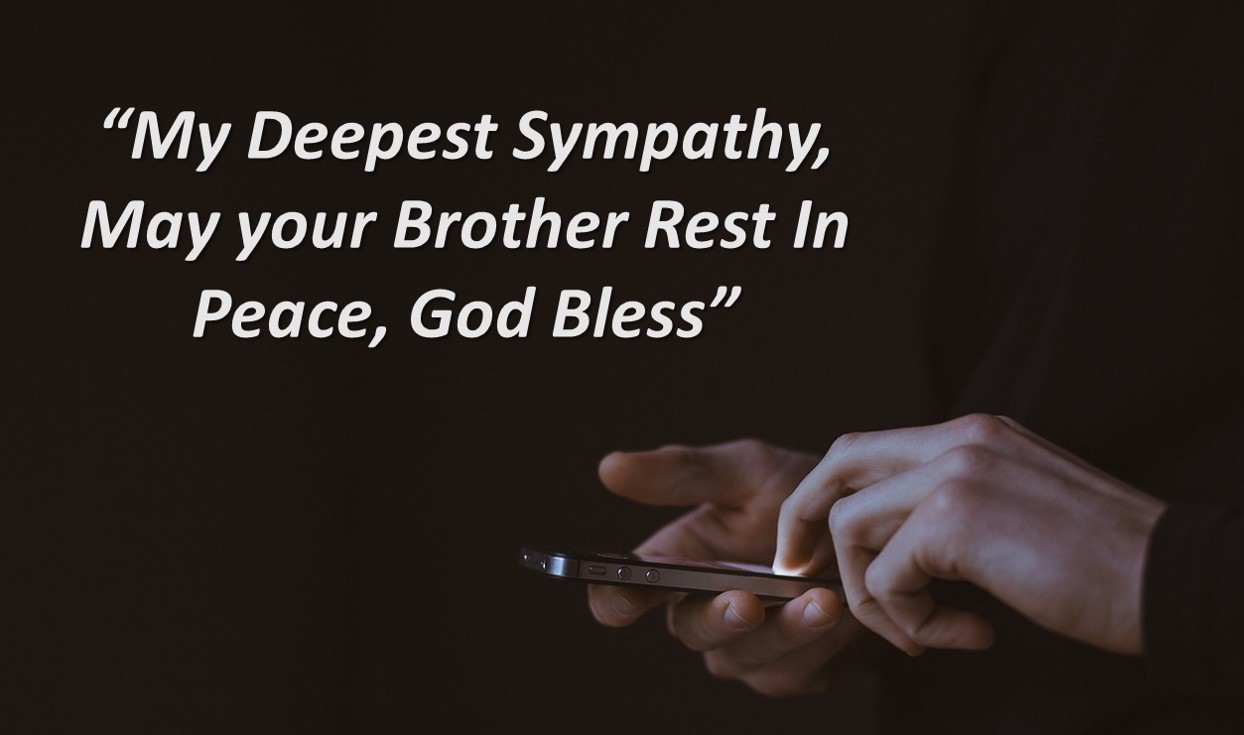 Man texting condolence message