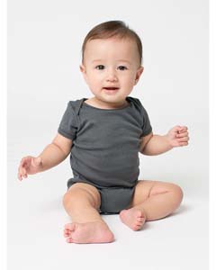 American Apparel 4001W Infant Baby Rib Short-Sleeve One-Piece - ASPHALT