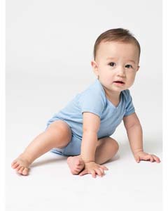 American Apparel 4001W Infant Baby Rib Short-Sleeve One-Piece - BABY BLUE