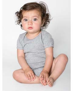 American Apparel 4001W Infant Baby Rib Short-Sleeve One-Piece - HEATHER GREY