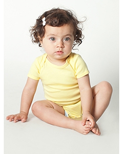 American Apparel 4001W Infant Baby Rib Short-Sleeve One-Piece - LEMON