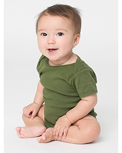 American Apparel 4001W Infant Baby Rib Short-Sleeve One-Piece - OLIVE