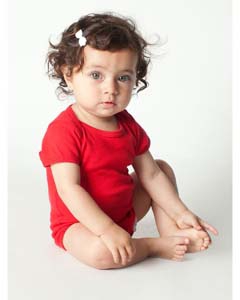 American Apparel 4001W Infant Baby Rib Short-Sleeve One-Piece - RED