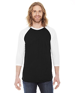 American Apparel BB453W Unisex Poly-Cotton 3/4-Sleeve Raglan T-Shirt