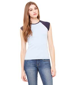 Bella + Canvas B2020 Ladies&#39; Stretch Rib Cap-Sleeve Contrast Raglan T-Shirt
