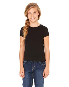 Bella + Canvas B9001 Girls&#39; Stretch Rib Short-Sleeve T-Shirt - BLACK