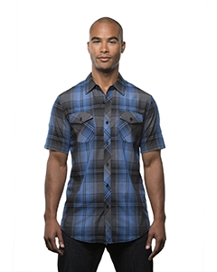 Burnside B9202 Men&#39;s Short-Sleeve Plaid Pattern Woven Shirt