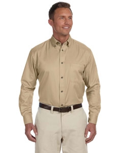 Harriton M500 Men&#39;s Easy Blend Long-Sleeve Twill Shirt with Stain-Release