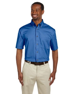 Harriton M500S Men&#39;s Easy Blend Short-Sleeve Twill Shirt with Stain-Release
