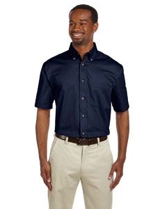 Harriton M500S Men&#39;s Easy Blend Short-Sleeve Twill Shirt with Stain-Release