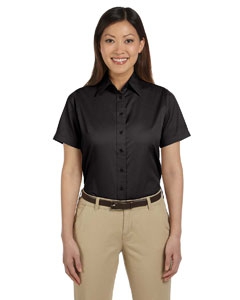 Harriton M500SW Ladies&#39; Easy Blend Short-Sleeve Twill Shirt with Stain-Release