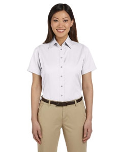 Harriton M500SW Ladies&#39; Easy Blend Short-Sleeve Twill Shirt with Stain-Release