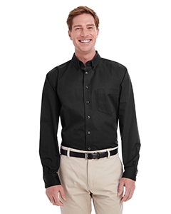 Harriton M581 Men&#39;s Foundation 100% Cotton Long-Sleeve Twill Shirt withTeflon