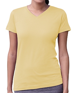 LAT 3507 Ladies&#39; Fine Jersey V-Neck Longer Length T-Shirt