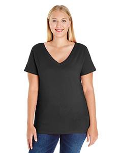 LAT 3807 Ladies&#39; Curvy V-Neck Premium Jersey T-Shirt - BLACK