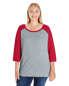 LAT 3830 Ladies&#39; Curvy Baseball Premium Jersey T-Shirt - VN HTH/ VN RED