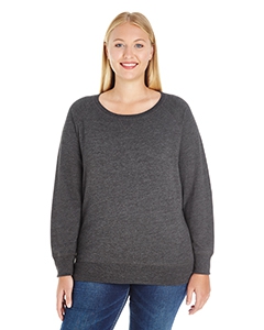 LAT 3862 Ladies&#39; Curvy Slouchy French Terry Pullover - SMOKE