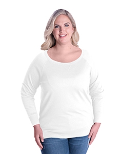LAT 3862 Ladies&#39; Curvy Slouchy French Terry Pullover - WHITE