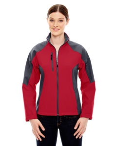 North End 78077 Ladies&#39; Compass Colorblock Three-Layer Fleece Bonded Soft Shell Jacket