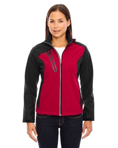 North End 78176 Ladies&#39; Terrain Colorblock Soft Shell with Embossed Print