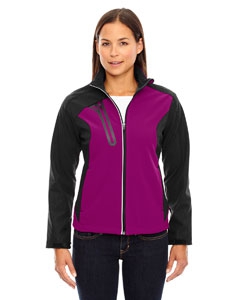 North End 78176 Ladies&#39; Terrain Colorblock Soft Shell with Embossed Print