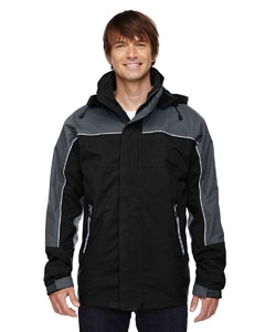North End 88052 Men&#39;s 3-in-1 Seam-Sealed Mid-Length Jacket with Piping