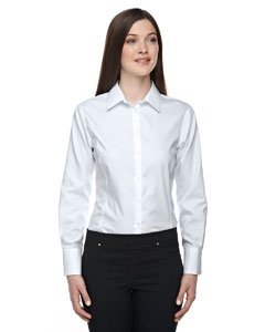 North End Sport Blue 78673 Ladies&#39; Boulevard Wrinkle-Free Two-Ply 80&#39;s Cotton Dobby Taped Shirt with Oxford Twill