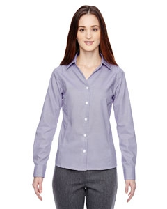 North End Sport Blue 78690 Ladies&#39; Precise Wrinkle-Free Two-Ply 80&#39;s Cotton Dobby Taped Shirt