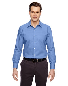 North End Sport Blue 88690 Men&#39;s Precise Wrinkle-Free Two-Ply 80&#39;s Cotton Dobby Taped Shirt