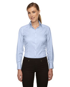 North End Sport Red 78646 Ladies&#39; Wrinkle-Free Two-Ply 80&#39;s Cotton Taped Stripe Jacquard Shirt